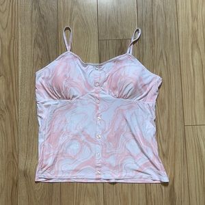 NWOT No Boundaries Pink and White Swirled Patterned Camisole Blouse TBD D